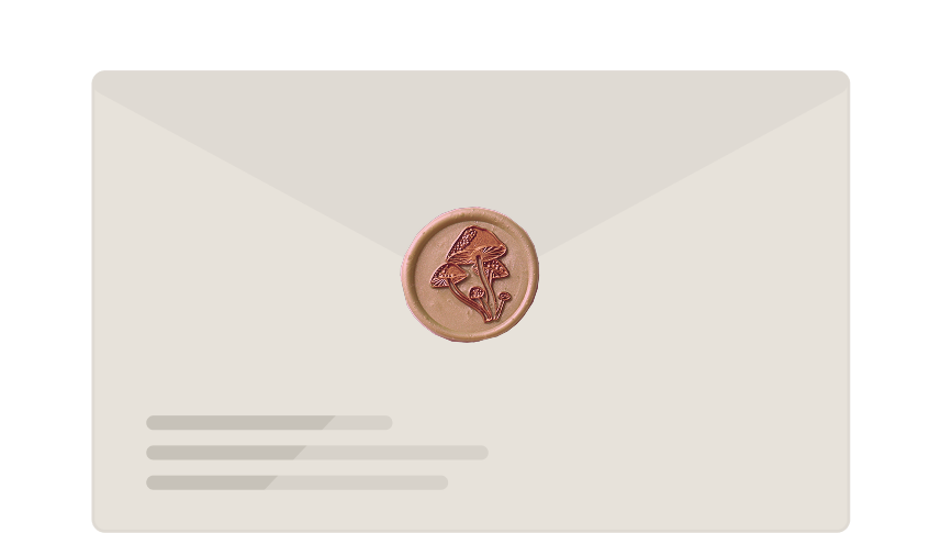 Closed envelope with wax seal ready to be opened