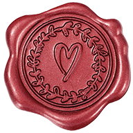 Red wax seal with a heart